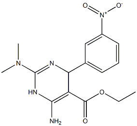 6-Amino-1,4-dihydro-2-dimethylamino-4-(3-nitrophenyl)pyrimidine-5-carboxylic acid ethyl ester 구조식 이미지