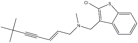 (2E)-6,6,N-Trimethyl-N-(2-chloro-1-benzothiophen-3-ylmethyl)-2-hepten-4-yn-1-amine 구조식 이미지