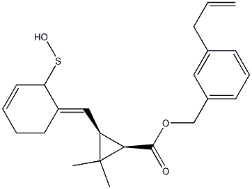 (1R,3S)-2,2-Dimethyl-3-[[(3E)-2,3,4,5-tetrahydro-2-oxothiophen]-3-ylidenemethyl]cyclopropane-1-carboxylic acid-3-(2-propenyl)benzyl ester 구조식 이미지