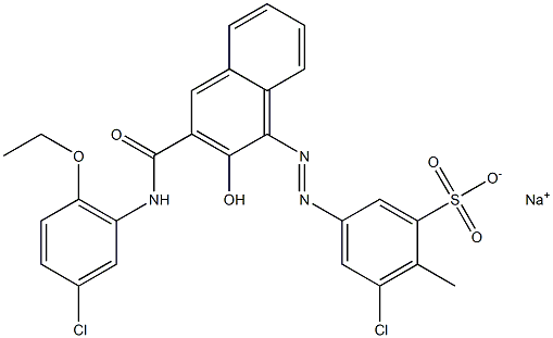 3-Chloro-2-methyl-5-[[3-[[(3-chloro-6-ethoxyphenyl)amino]carbonyl]-2-hydroxy-1-naphtyl]azo]benzenesulfonic acid sodium salt 구조식 이미지