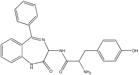 N-[(2,3-Dihydro-2-oxo-5-phenyl-1H-1,4-benzodiazepin)-3-yl]-2-amino-3-(4-hydroxyphenyl)propanamide 구조식 이미지