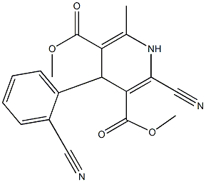4-(2-Cyanophenyl)-2-cyano-6-methyl-1,4-dihydropyridine-3,5-dicarboxylic acid dimethyl ester Structure