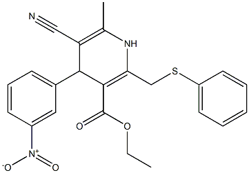 5-Cyano-1,4-dihydro-6-methyl-2-[phenylthiomethyl]-4-(3-nitrophenyl)pyridine-3-carboxylic acid ethyl ester Structure