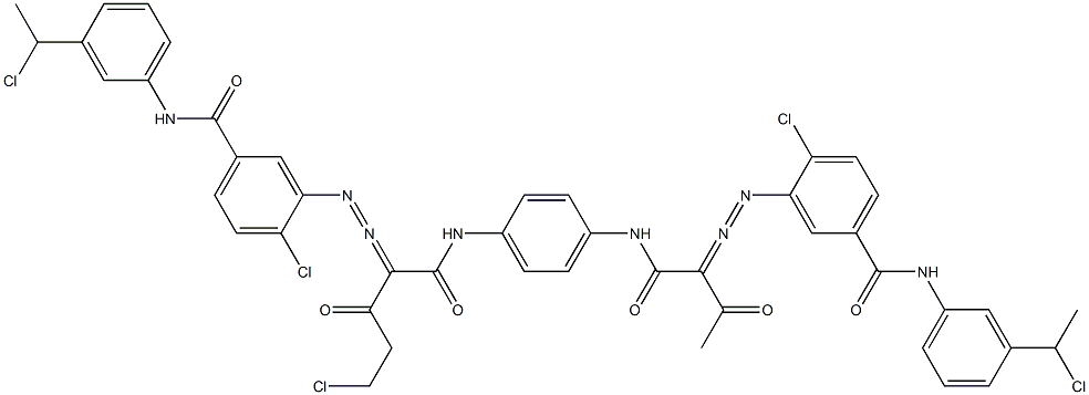 3,3'-[2-(Chloromethyl)-1,4-phenylenebis[iminocarbonyl(acetylmethylene)azo]]bis[N-[3-(1-chloroethyl)phenyl]-4-chlorobenzamide] 구조식 이미지