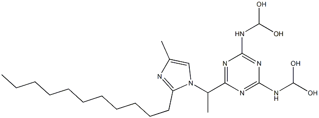 [6-[1-(4-Methyl-2-undecyl-1H-imidazol-1-yl)ethyl]-1,3,5-triazine-2,4-diylbisimino]bis(methanediol) 구조식 이미지