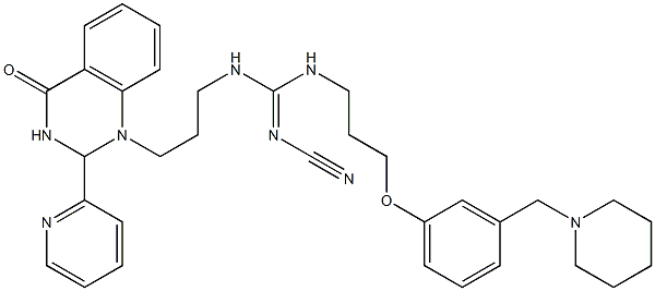 1-[3-[2-Cyano-3-[3-(3-piperidinomethylphenoxy)propyl]guanidino]propyl]-2-(2-pyridinyl)-1,2-dihydroquinazolin-4(3H)-one Structure