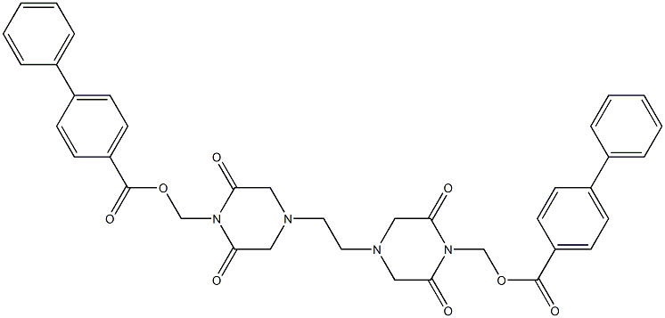 4,4'-Ethylenebis(2,6-dioxopiperazine-1-methanol)bis(4-phenylbenzoate) 구조식 이미지