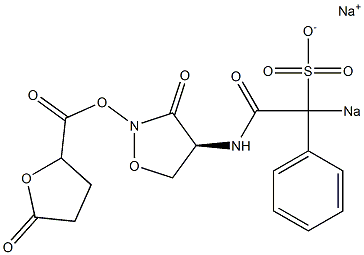 2-[[(4S)-4-[[Phenyl-sodiosulfoacetyl]amino]-3-oxotetrahydroisoxazol]-2-yl]-5-oxotetrahydrofuran-2-carboxylic acid sodium salt 구조식 이미지