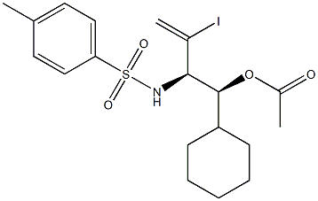 Acetic acid (1S,2R)-1-cyclohexyl-2-(tosylamino)-3-iodo-3-butenyl ester 구조식 이미지