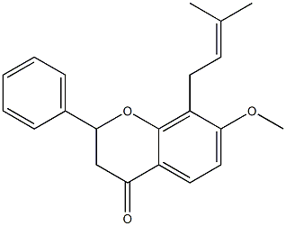 2,3-Dihydro-8-(3-methyl-2-butenyl)-7-methoxy-2-phenyl-4H-1-benzopyran-4-one 구조식 이미지