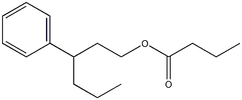 Butanoic acid 3-phenylhexyl ester Structure