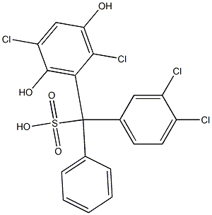 (3,4-Dichlorophenyl)(2,5-dichloro-3,6-dihydroxyphenyl)phenylmethanesulfonic acid Structure