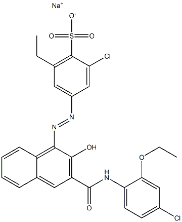 2-Chloro-6-ethyl-4-[[3-[[(4-chloro-2-ethoxyphenyl)amino]carbonyl]-2-hydroxy-1-naphtyl]azo]benzenesulfonic acid sodium salt Structure
