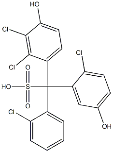 (2-Chlorophenyl)(2-chloro-5-hydroxyphenyl)(2,3-dichloro-4-hydroxyphenyl)methanesulfonic acid 구조식 이미지