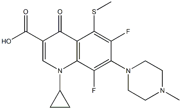 1-Cyclopropyl-6,8-difluoro-1,4-dihydro-5-methylthio-7-(4-methyl-1-piperazinyl)-4-oxoquinoline-3-carboxylic acid Structure