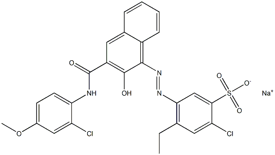 2-Chloro-4-ethyl-5-[[3-[[(2-chloro-4-methoxyphenyl)amino]carbonyl]-2-hydroxy-1-naphtyl]azo]benzenesulfonic acid sodium salt Structure