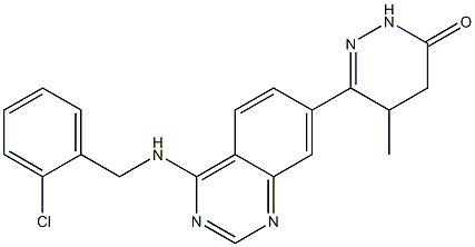 4,5-Dihydro-5-methyl-6-[4-(2-chlorobenzylamino)quinazolin-7-yl]pyridazin-3(2H)-one Structure