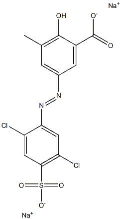 5-[(2,5-Dichloro-4-sulfophenyl)azo]-2-hydroxy-3-methylbenzoic acid disodium salt Structure