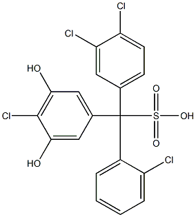 (2-Chlorophenyl)(3,4-dichlorophenyl)(4-chloro-3,5-dihydroxyphenyl)methanesulfonic acid 구조식 이미지