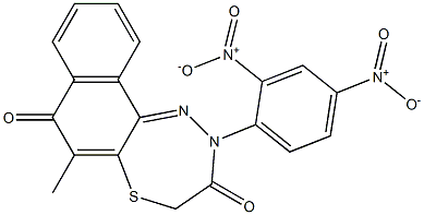 7,8-Dihydro-6-methyl-10-[2,4-dinitrophenyl]-7-thia-10,11-diaza-10H-cyclohepta[a]naphthalene-5,9-dione Structure