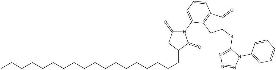 2-[(1-Phenyl-1H-tetrazol-5-yl)thio]-4-(3-octadecyl-2,5-dioxo-1-pyrrolidinyl)-2,3-dihydro-1H-inden-1-one 구조식 이미지