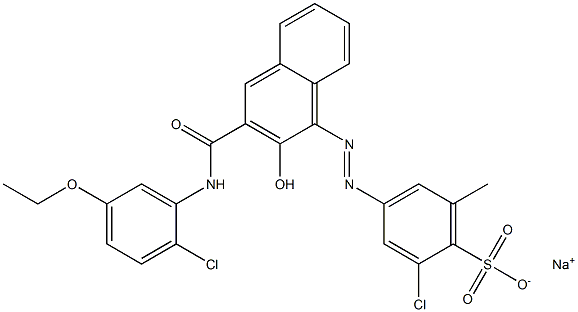 2-Chloro-6-methyl-4-[[3-[[(2-chloro-5-ethoxyphenyl)amino]carbonyl]-2-hydroxy-1-naphtyl]azo]benzenesulfonic acid sodium salt Structure