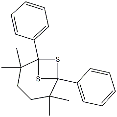 2,2,5,5-Tetramethyl-1,6-diphenyl-7,8-dithiabicyclo[4.1.1]octane Structure