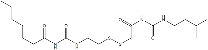 1-Heptanoyl-3-[2-[[(3-isopentylureido)carbonylmethyl]dithio]ethyl]urea Structure