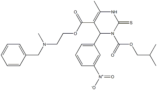 1,2,3,4-Tetrahydro-4-(3-nitrophenyl)-6-methyl-2-thioxopyrimidine-3,5-dicarboxylic acid 3-(2-methylpropyl)5-[2-[benzyl(methyl)amino]ethyl] ester 구조식 이미지