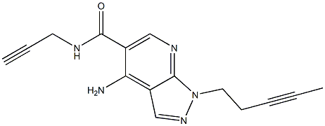 1-(3-Pentynyl)-4-amino-N-(2-propynyl)-1H-pyrazolo[3,4-b]pyridine-5-carboxamide 구조식 이미지