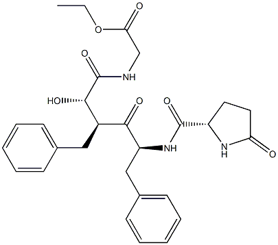 N-[(2S,3S)-2-Hydroxy-4-phenyl-3-(N-pyroglutamoyl-L-phenylalanyl)butyryl]glycine ethyl ester 구조식 이미지