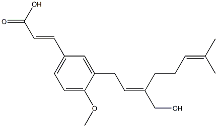 3-[(2E)-3-(Hydroxymethyl)-7-methyl-2,6-octadien-1-yl]-4-methoxy-trans-cinnamic acid Structure