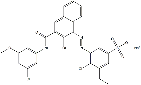 4-Chloro-3-ethyl-5-[[3-[[(3-chloro-5-methoxyphenyl)amino]carbonyl]-2-hydroxy-1-naphtyl]azo]benzenesulfonic acid sodium salt Structure