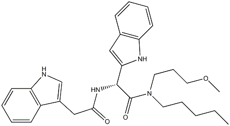 N-[(R)-1-(1H-Indol-2-yl)-2-[(3-methoxypropyl)pentylamino]-2-oxoethyl]-1H-indole-3-acetamide 구조식 이미지