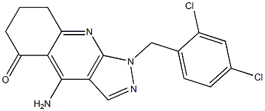 1-(2,4-Dichlorobenzyl)-4-amino-1,6,7,8-tetrahydro-5H-pyrazolo[3,4-b]quinolin-5-one 구조식 이미지