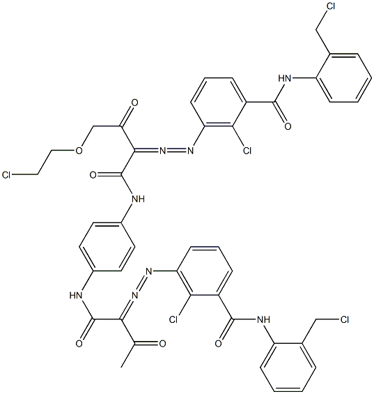 3,3'-[2-[(2-Chloroethyl)oxy]-1,4-phenylenebis[iminocarbonyl(acetylmethylene)azo]]bis[N-[2-(chloromethyl)phenyl]-2-chlorobenzamide] 구조식 이미지