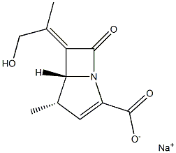 (4S,5R)-6-[(E)-1-(Hydroxymethyl)ethylidene]-4-methyl-7-oxo-1-azabicyclo[3.2.0]hept-2-ene-2-carboxylic acid sodium salt 구조식 이미지