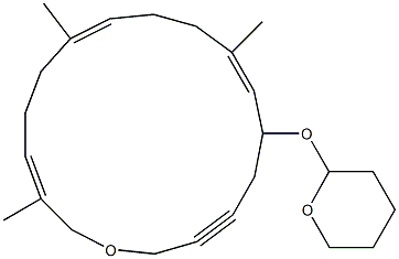 (3E,7E,11E)-3,7,11-Trimethyl-13-[(tetrahydro-4H-pyran)-2-yloxy]oxacycloheptadeca-3,7,11-trien-15-yne 구조식 이미지