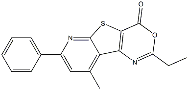 2-Ethyl-9-methyl-7-phenyl-4H-pyrido[3',2':4,5]thieno[3,2-d][1,3]oxazin-4-one 구조식 이미지