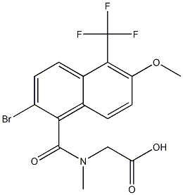 [N-[[2-Bromo-6-methoxy-5-trifluoromethyl-1-naphthalenyl]carbonyl]-N-methylamino]acetic acid 구조식 이미지
