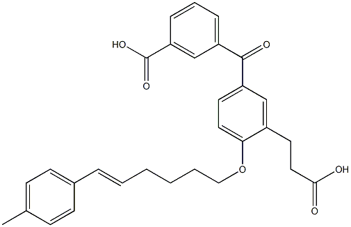 5-(3-Carboxybenzoyl)-2-[(E)-6-(4-methylphenyl)-5-hexenyloxy]benzenepropanoic acid 구조식 이미지