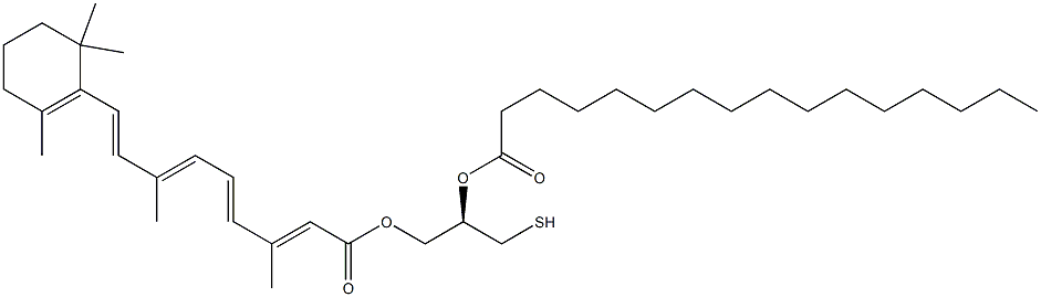 (2R)-2-Palmitoyloxy-3-[[9-(2,6,6-trimethyl-1-cyclohexenyl)-3,7-dimethyl-1-oxo-2,4,6,8-nonatetren-1-yl]oxy]-1-propanethiol 구조식 이미지