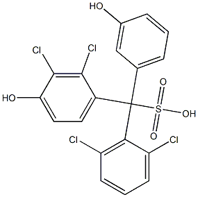 (2,6-Dichlorophenyl)(2,3-dichloro-4-hydroxyphenyl)(3-hydroxyphenyl)methanesulfonic acid 구조식 이미지