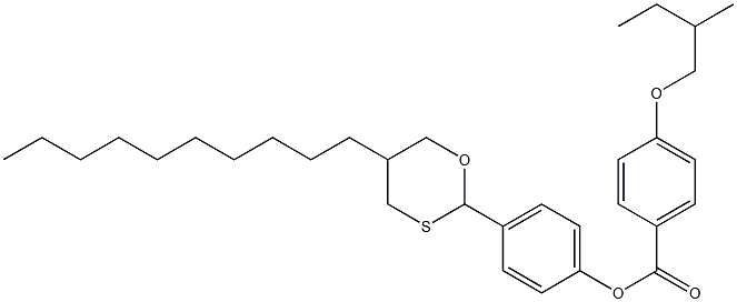 (+)-4-(2-Methylbutoxy)benzoic acid 4-(5-decyl-1,3-oxathian-2-yl)phenyl ester 구조식 이미지