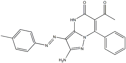 2-Amino-3-(4-methylphenylazo)-6-acetyl-7-phenylpyrazolo[1,5-a]pyrimidin-5(4H)-one Structure