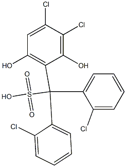 (3,4-Dichloro-2,6-dihydroxyphenyl)bis(2-chlorophenyl)methanesulfonic acid 구조식 이미지