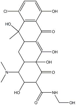 7-Chloro-4-(dimethylamino)-1,2,3,4,4a,5,5a,6,11,12a-decahydro-1,11-dioxo-N-(hydroxymethyl)-6-methyl-3,6,10,12,12a-pentahydroxy-2-naphthacenecarboxamide 구조식 이미지