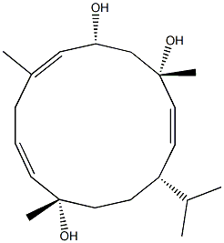 (2S,3E,6E,8R,10S,11E,13S)-2,6,10-Trimethyl-13-(1-methylethyl)-3,6,11-cyclotetradecatriene-2,8,10-triol 구조식 이미지
