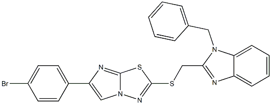 2-[(1-Benzyl-1H-benzimidazol-2-yl)methylthio]-6-(4-bromophenyl)imidazo[2,1-b][1,3,4]thiadiazole 구조식 이미지