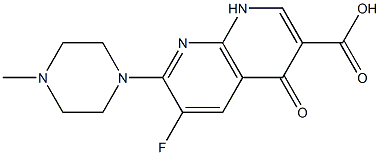 6-Fluoro-1,4-dihydro-4-oxo-7-(4-methyl-1-piperazinyl)-1,8-naphthyridine-3-carboxylic acid 구조식 이미지